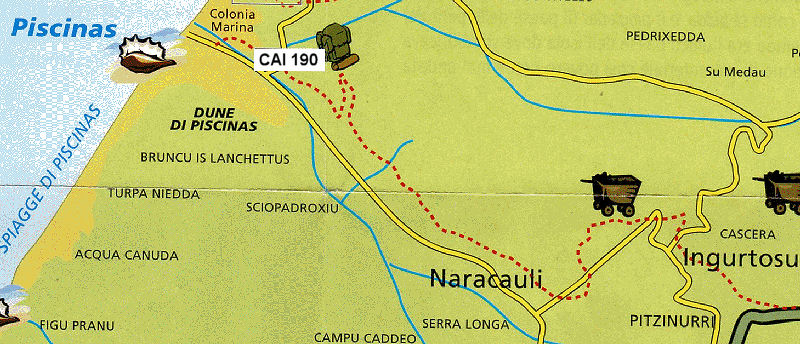 Cartina semplificata del sentiero CAI 190. Ingrandisci l'immagine.